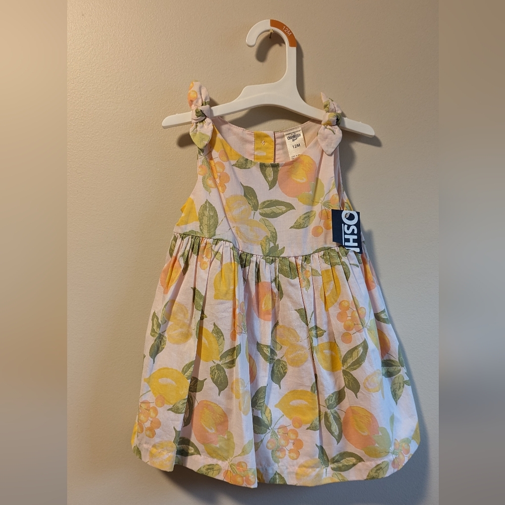 Oshkosh baby girl lemon sun dress with bloomers size 12 months NWT